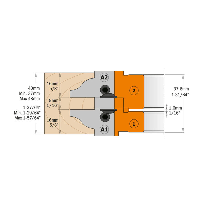 توپی فاق و زبانه دو طرفه درب سازیCMT