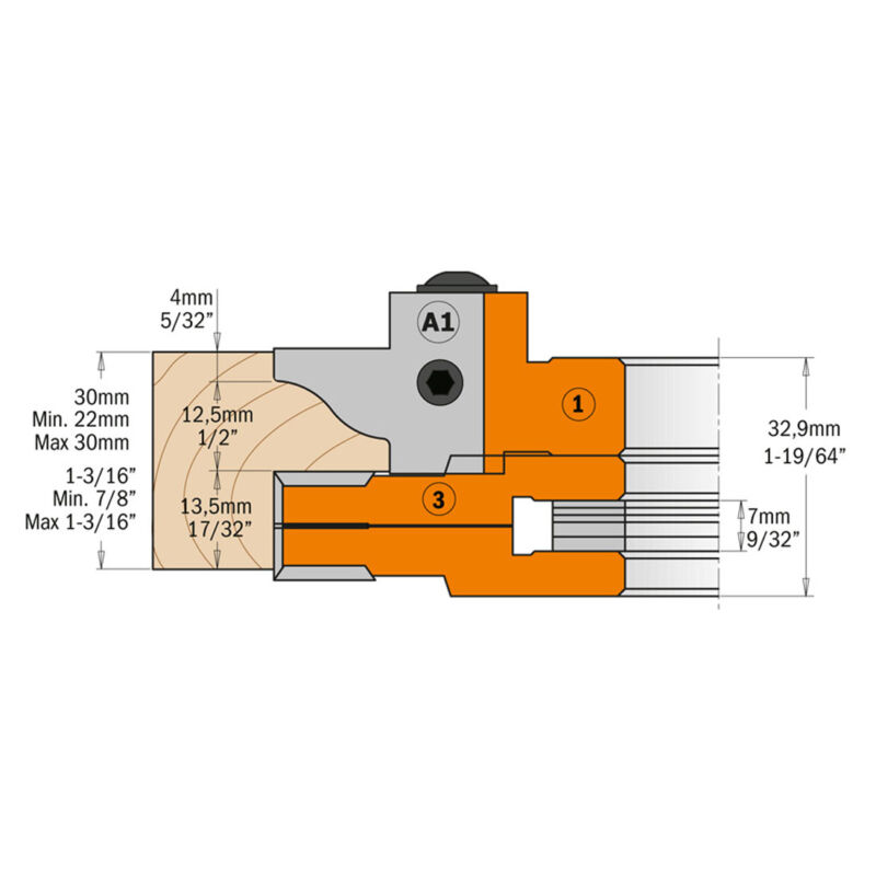 توپی فاق و زبانه دو طرفه درب سازیCMT