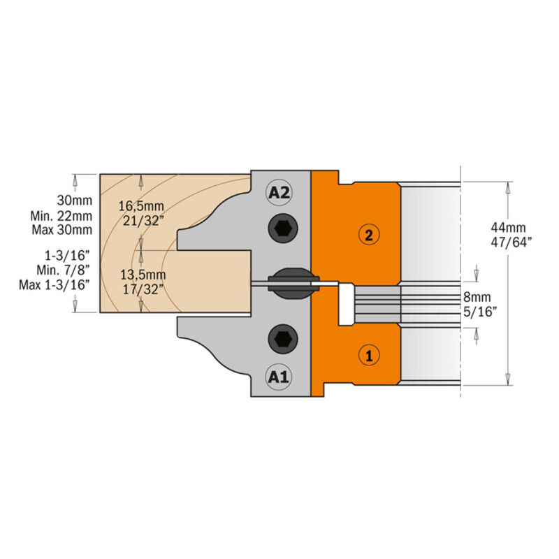 توپی فاق و زبانه دو طرفه درب سازیCMT