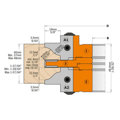 توپی فاق و زبانه دو طرفه درب سازیCMT